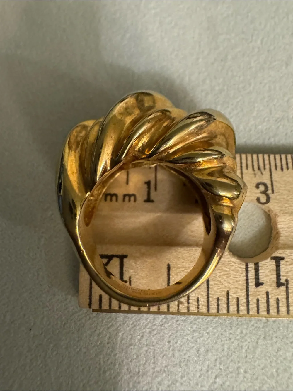 Gold Tone Stainless Steel Twisted Dome Women's Ring 6.5